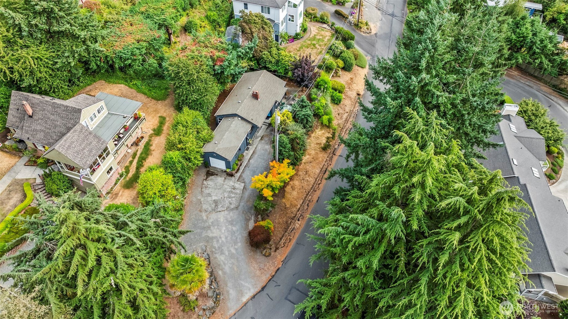 4403 Paradise Avenue West University Place, WA 98466 - Photo 4 of 35 an aerial view of residential house with outdoor space and trees all around