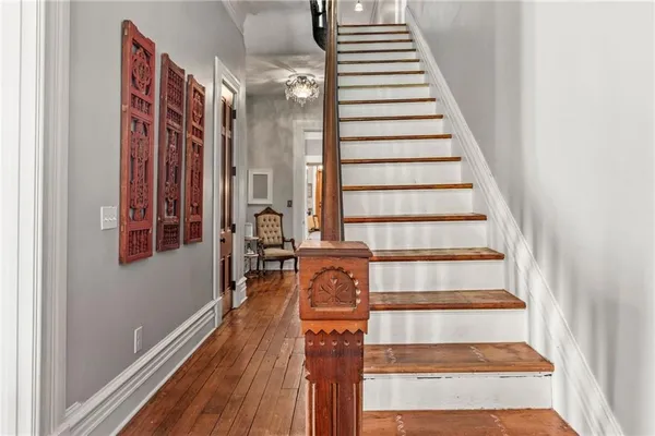 a view of entryway with wooden floor