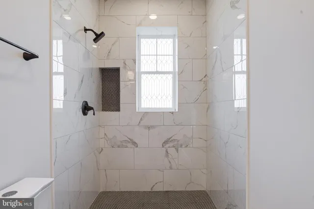 a bathroom with a bathtub