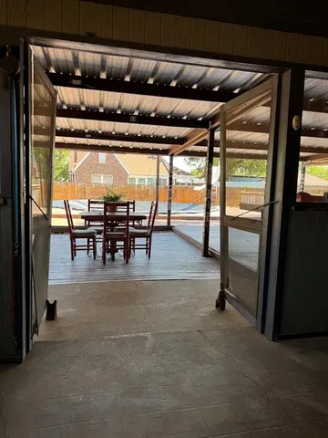 an outdoor view of the patio