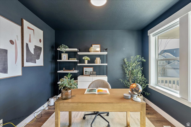 882 Spring Dew Lane Lehi, UT 84048 - Photo 8 of 46 Office featuring wood finished floors and a textured ceiling