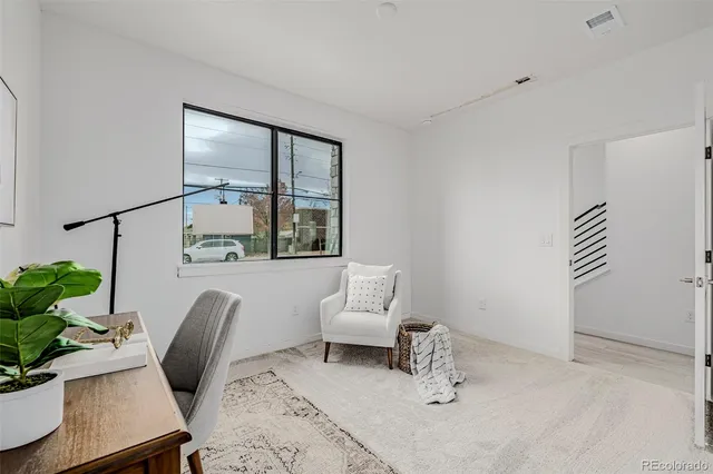 a view of a terrace with city view