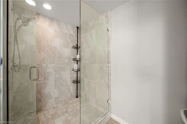 a bathroom with a shower