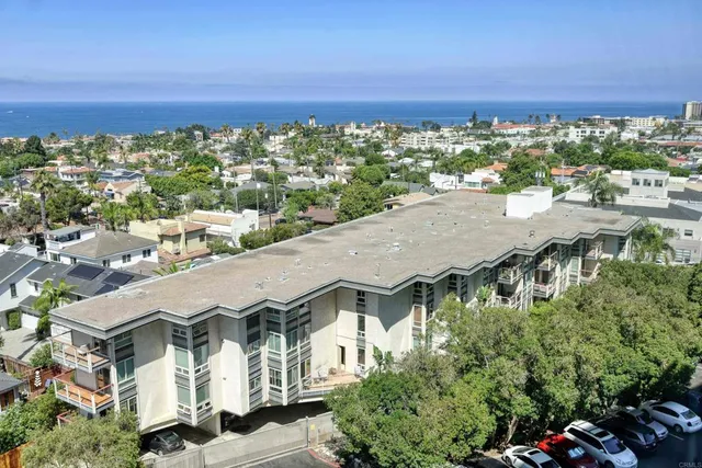 an aerial view of a house