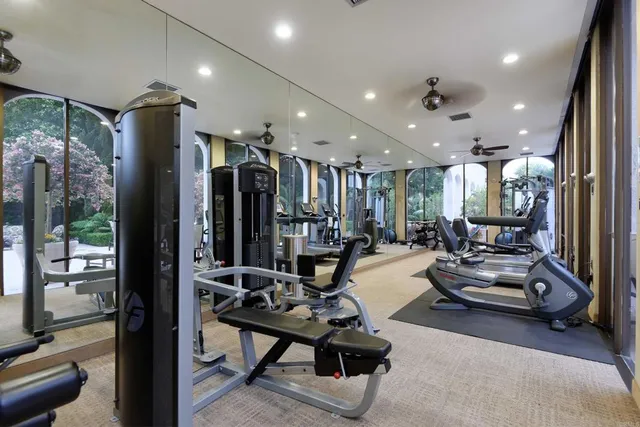 a view of a room with gym equipment