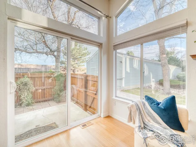 a living room with a large window