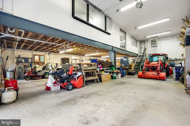 a view of a storage room with gym equipment