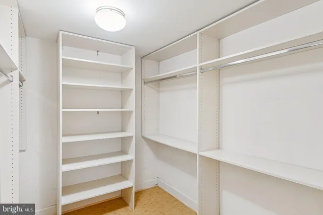 a view of an empty walk in closet
