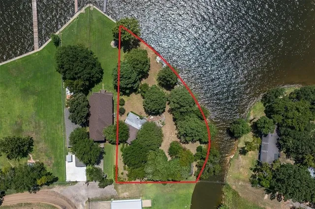 an aerial view of a house