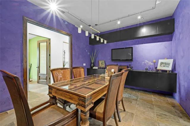 a workspace with furniture and a window