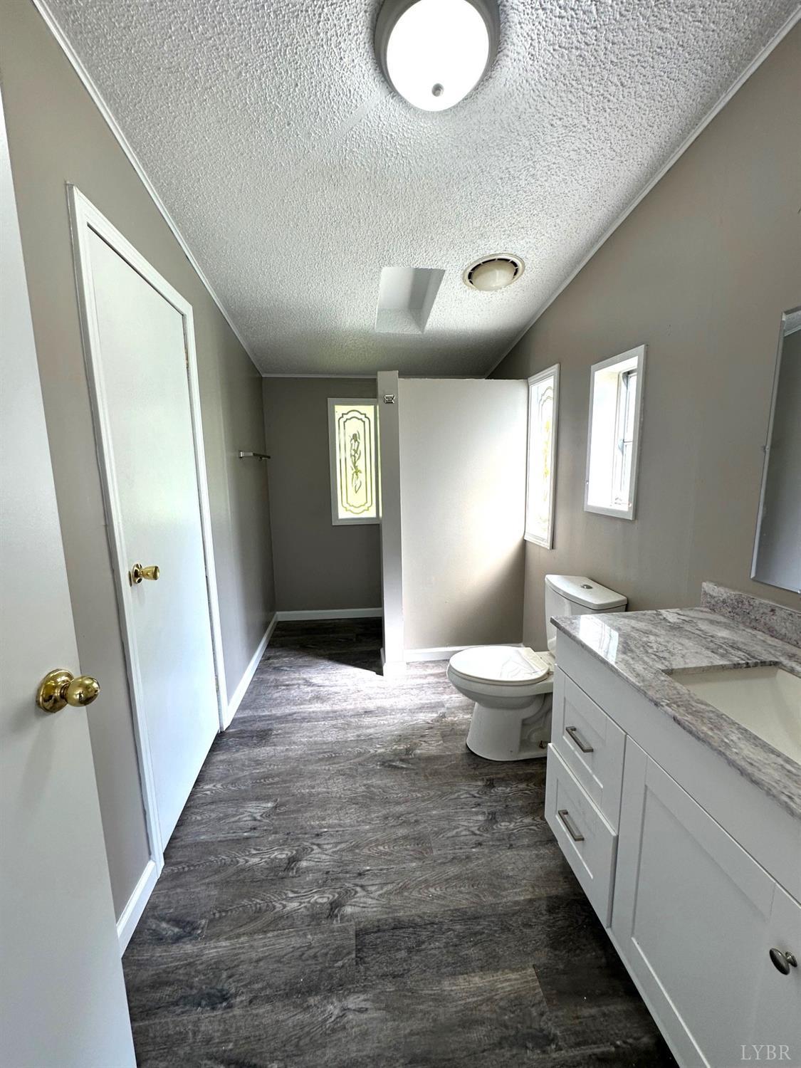 6337 Bethany Road Rustburg, VA 24588 - Photo 12 of 24 a bathroom with a granite countertop sink a toilet a mirror and a bathtub