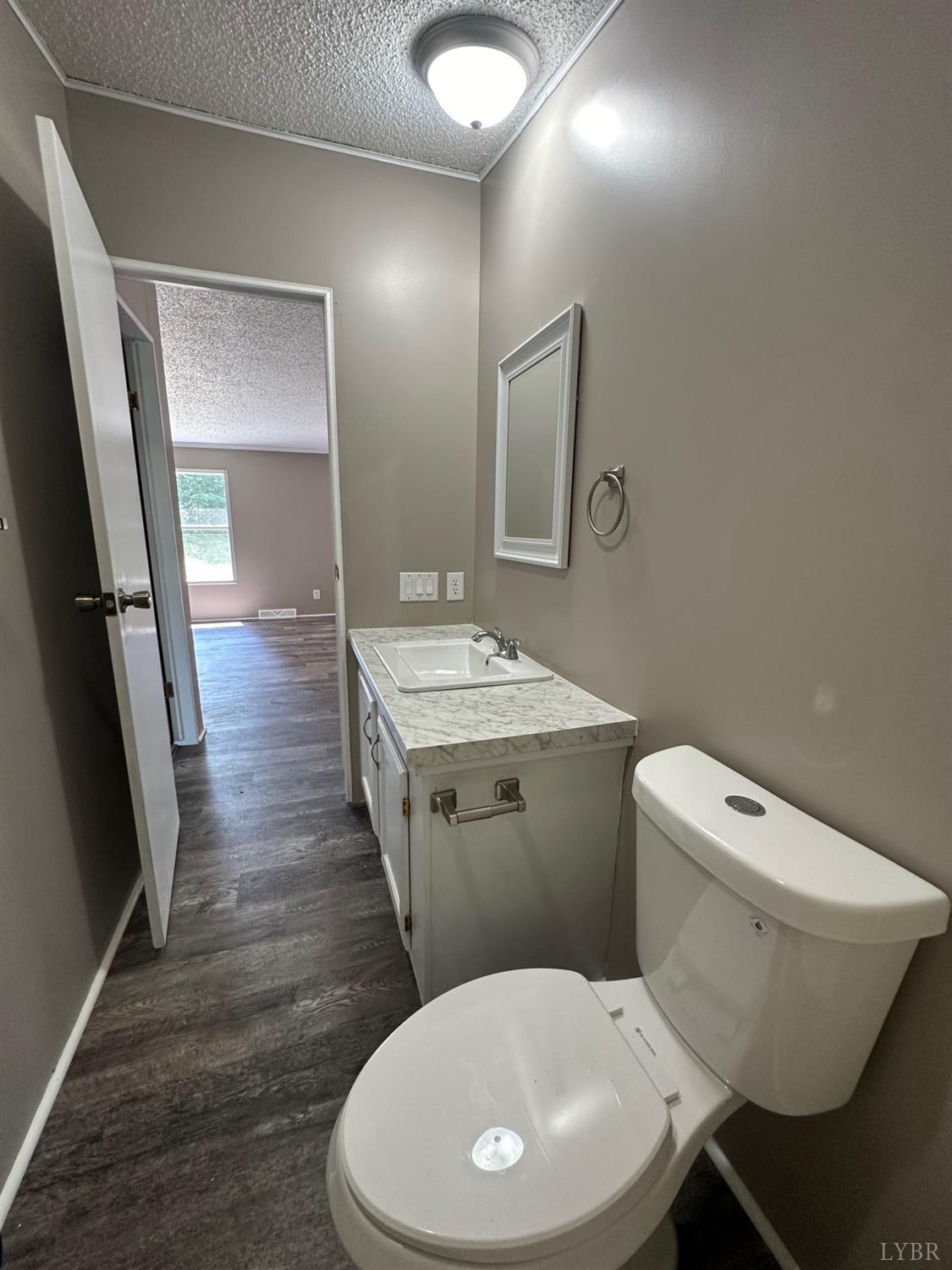 6337 Bethany Road Rustburg, VA 24588 - Photo 17 of 24 a bathroom with a toilet a sink and mirror