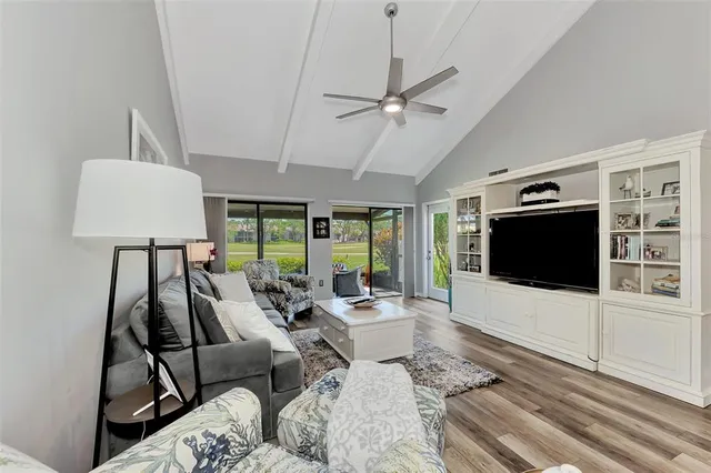 a table and chairs in a patio