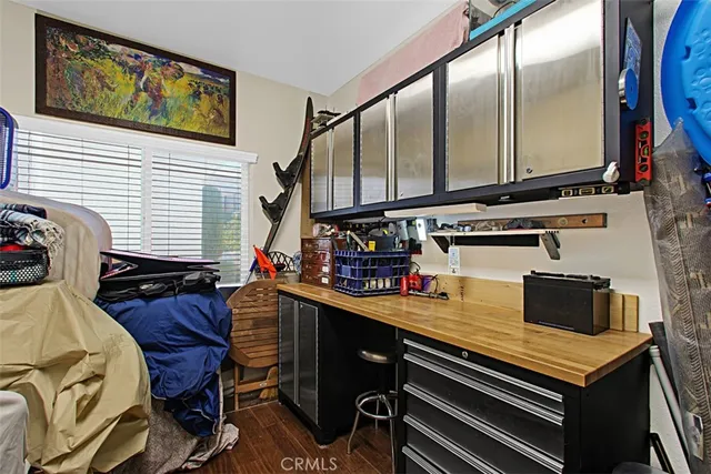 a bed and a table in a room