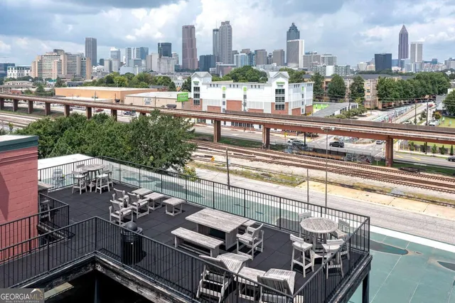 a view of a city with tall buildings