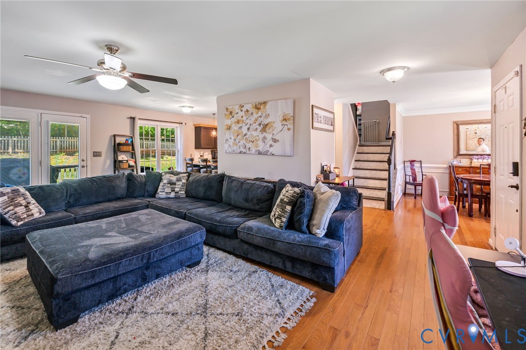 3218 Rimswell Court Midlothian, VA 23112 - Photo 8 of 32 Living room featuring stairs, ceiling fan, light w