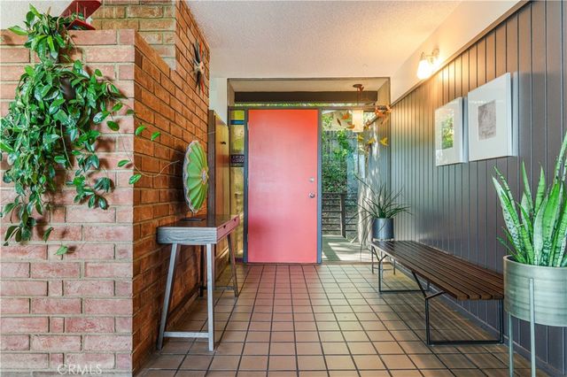 a outdoor seating area with furniture