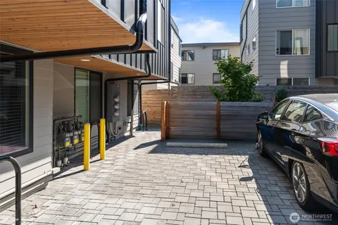 a view of a pathway with a house