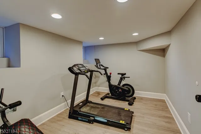 a room with gym equipment