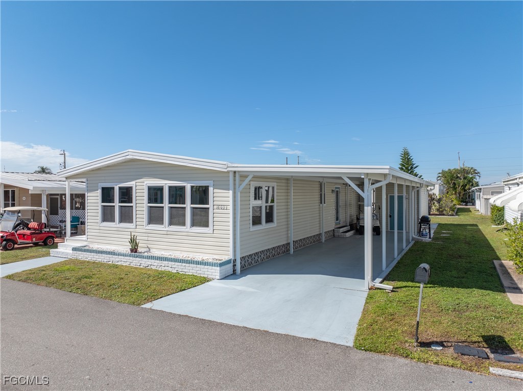 a house view with a garden space