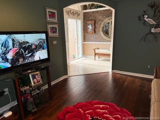 a view of kitchen with wooden floor