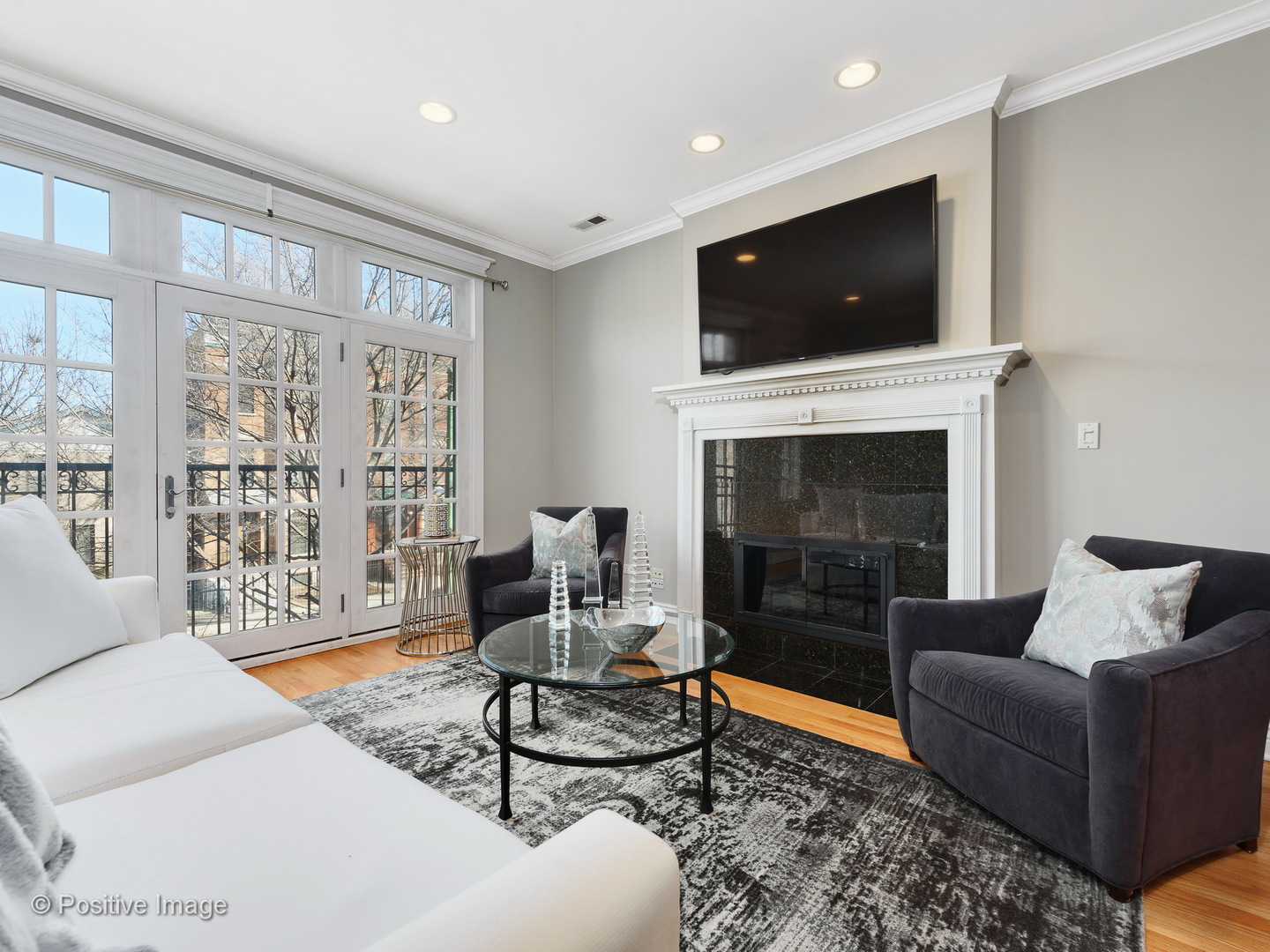 1908 North Sheffield Avenue, Unit 2 Chicago, IL 60614 - Photo 3 of 17 a living room with furniture a flat screen tv and a fireplace