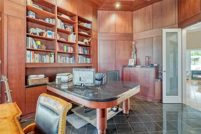 a dining room with furniture