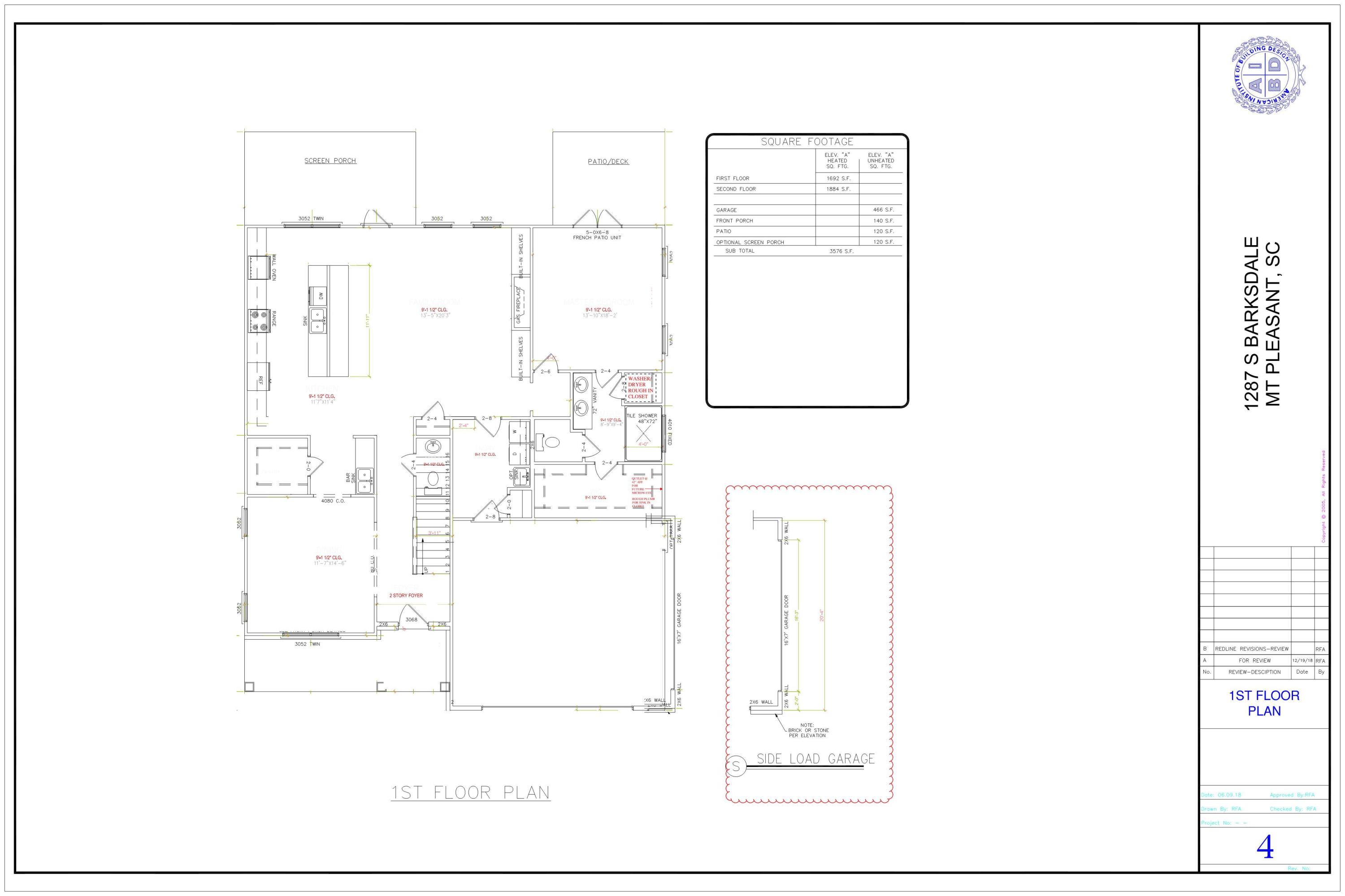 1287 South Barksdale Road Mount Pleasant, SC 29464 - Photo 48 of 49 Floor Plan Page 1