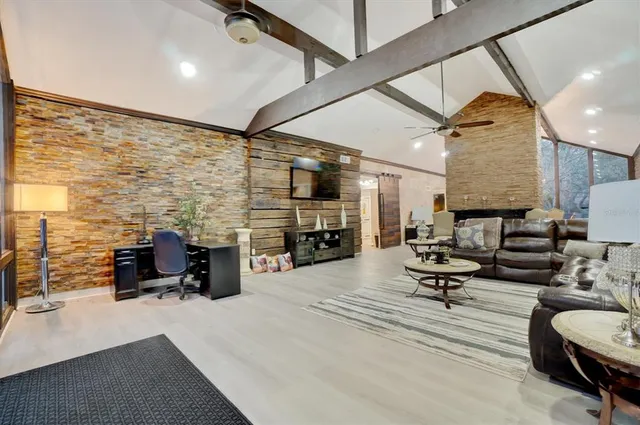 a living room with furniture