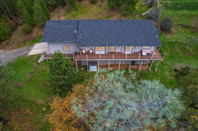 an aerial view of a house