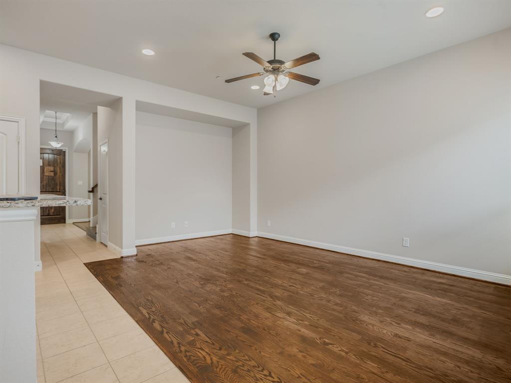 4672 Cecile Road Plano, TX 75024 - Photo 11 of 31 Unfurnished living room with a ceiling fan, wood finished floors, and recessed lighting