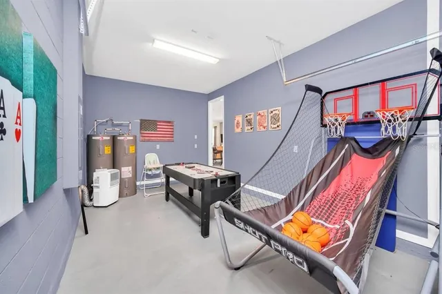 a living room with furniture and rug