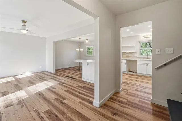 a view of a bedroom from the hallway