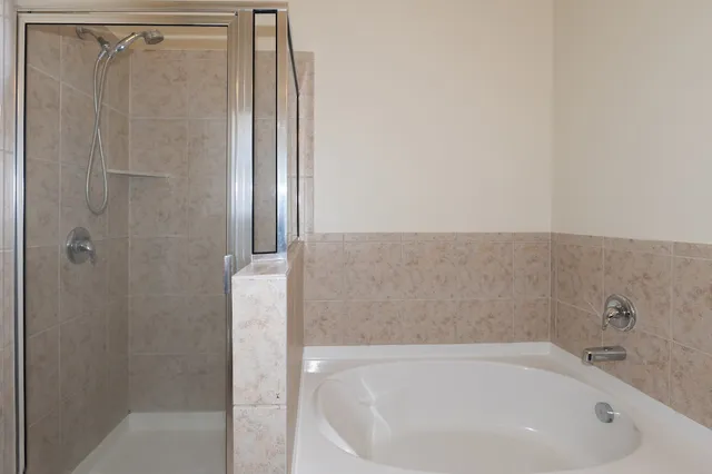 a bathroom with a bathtub