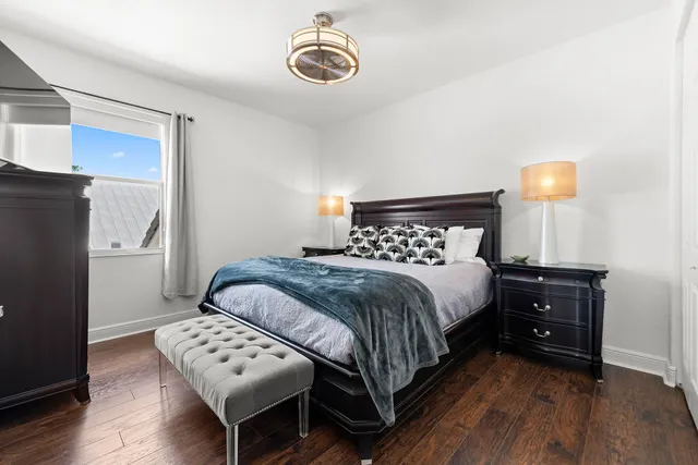 a view of a balcony with wooden floor