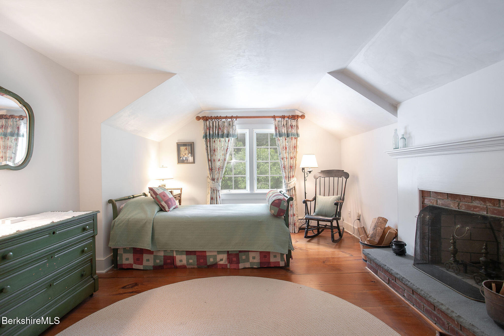 Undisclosed Address West Stockbridge, MA 01236 - Photo 49 of 61 a bedroom with a bed large window and fireplace