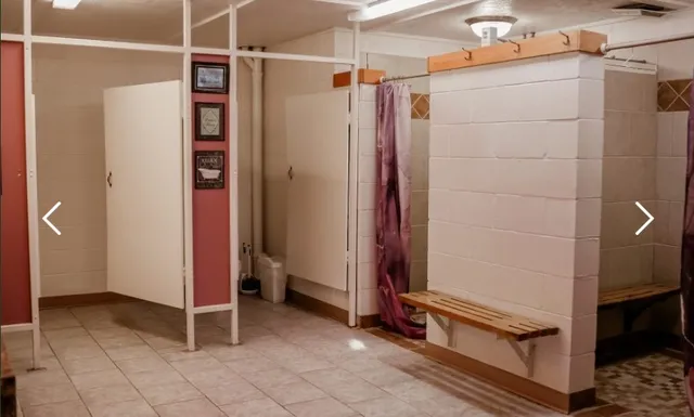 a view of a park with slide