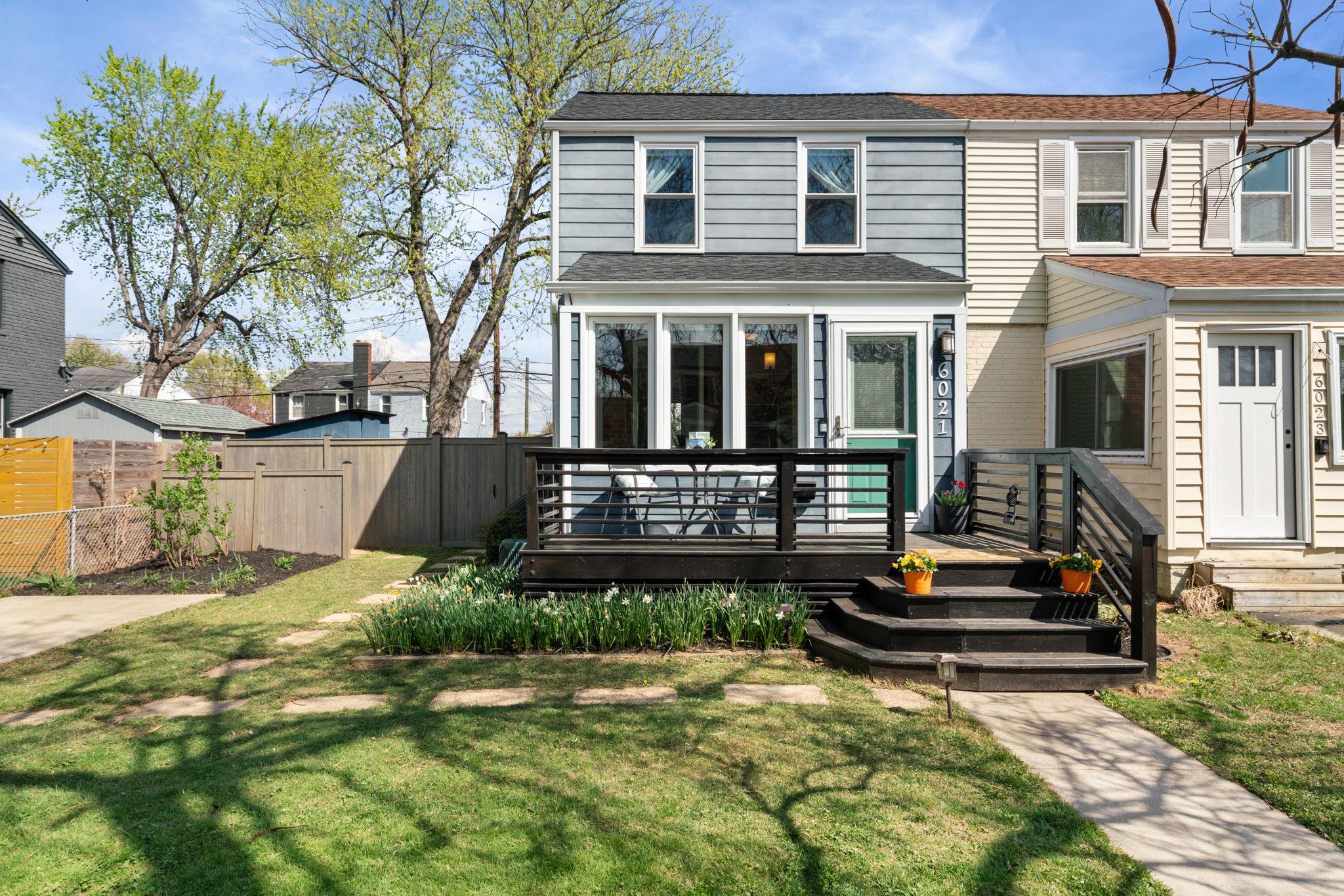 a house view with a garden space