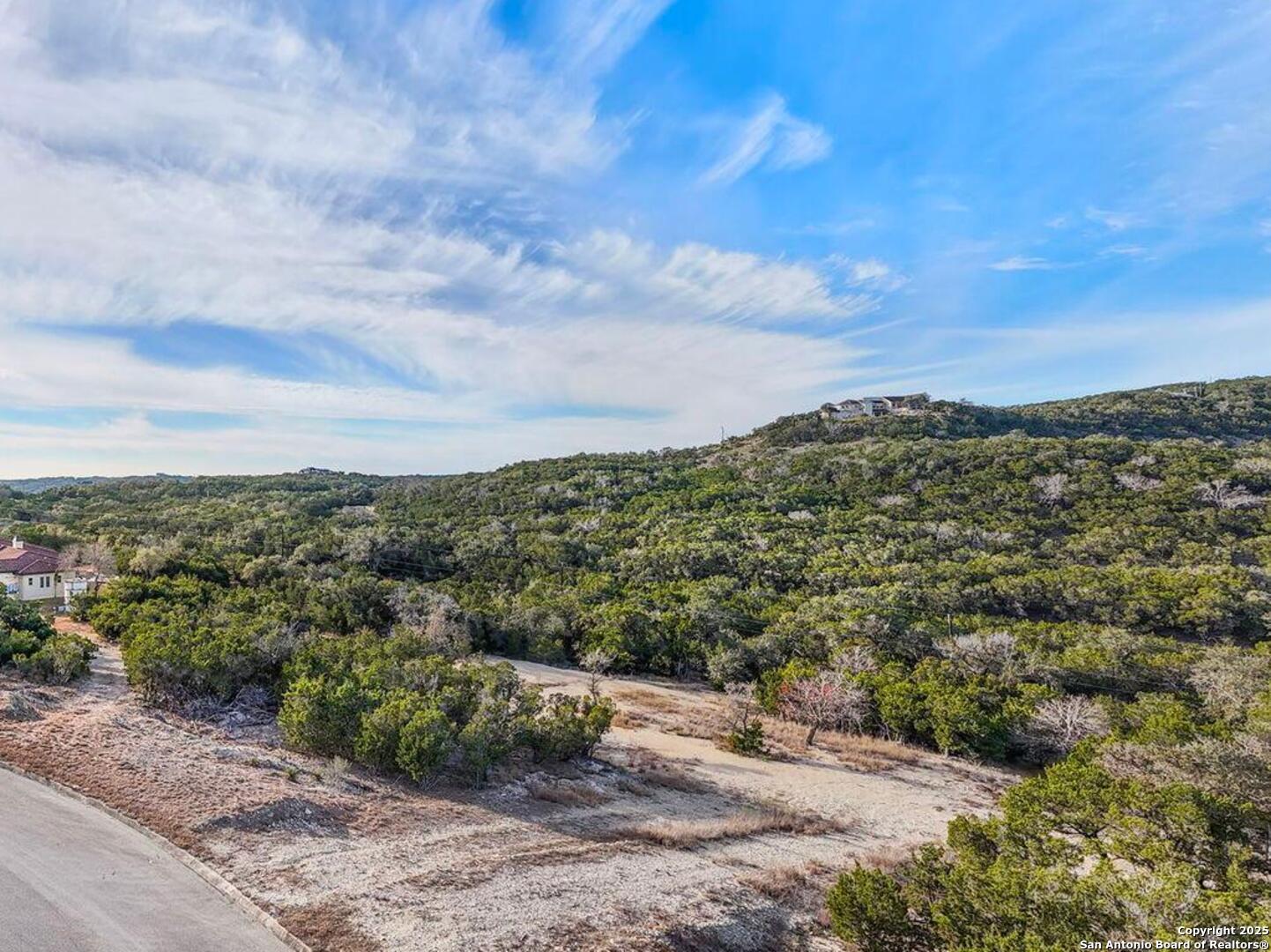 a view of a city with lush green forest
