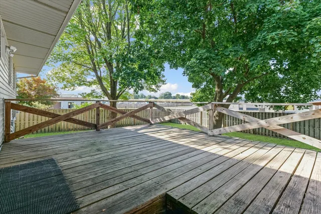 a view of a house with a backyard and a large tree