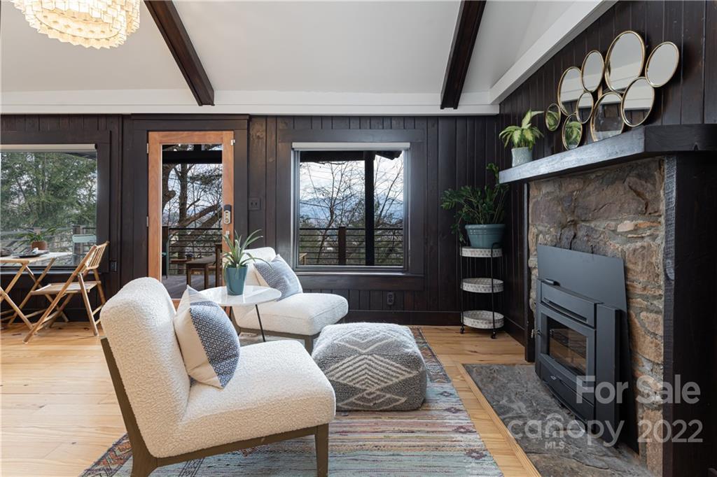 170 South Delano Road Asheville, NC 28805 - Photo 19 of 48 a living room with furniture and a fireplace