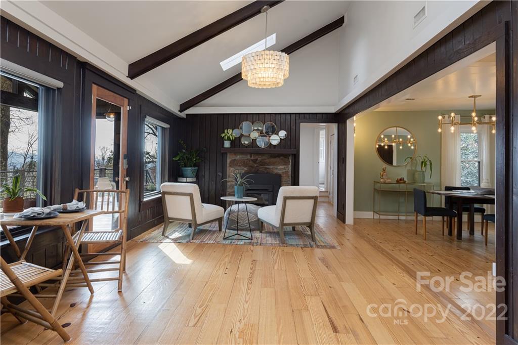 170 South Delano Road Asheville, NC 28805 - Photo 20 of 48 a living room with fireplace furniture and a large window