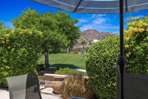 a view of a chairs and table in a yard