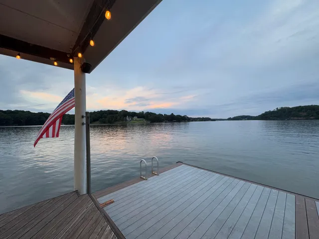 a view of a lake from a balcony