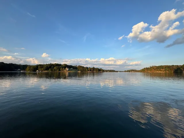 a view of a lake with houses