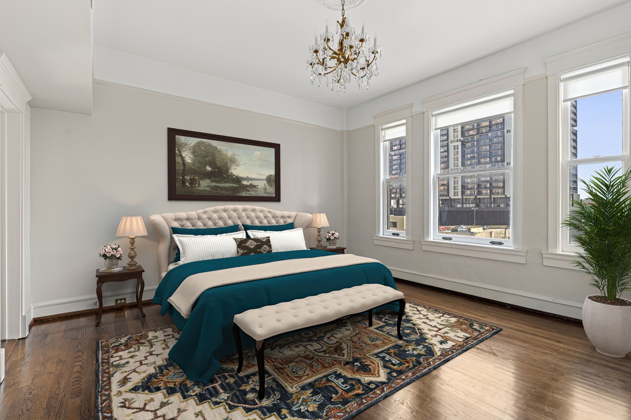 1700 Main Street, Unit 7B Houston, TX 77002 - Photo 42 of 50 a bed sitting in a bedroom next to a window