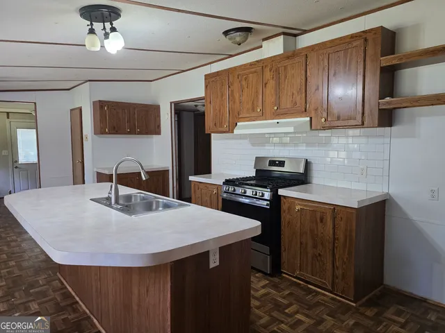 a large room with wooden floor