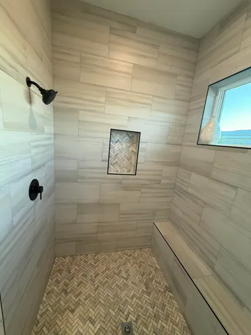 a bathroom with a shower