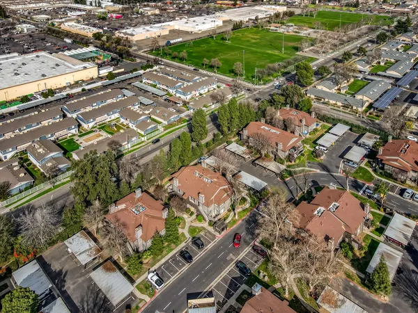 an aerial view of residential house with outdoor space