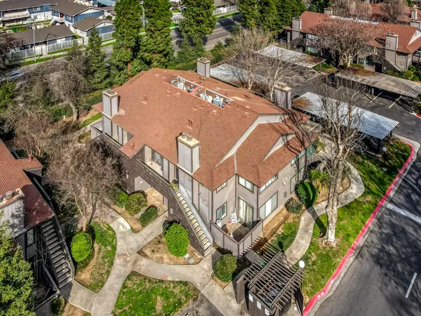 an aerial view of a house